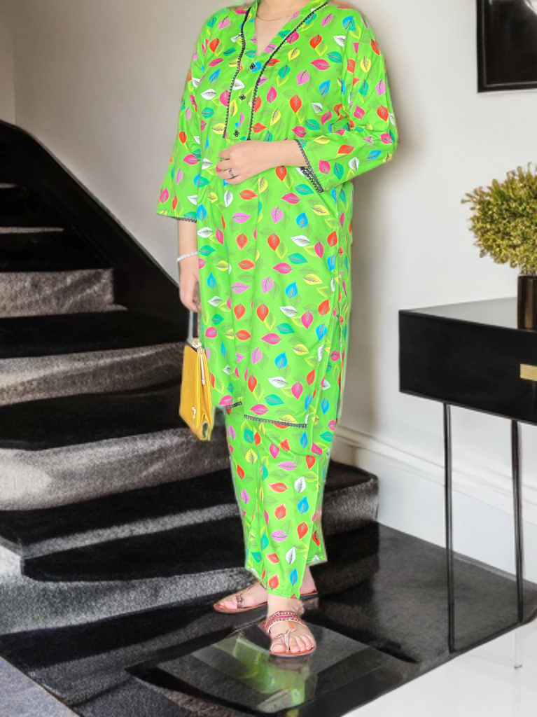 Ready to Wear Printed suite | leaf Print cord set