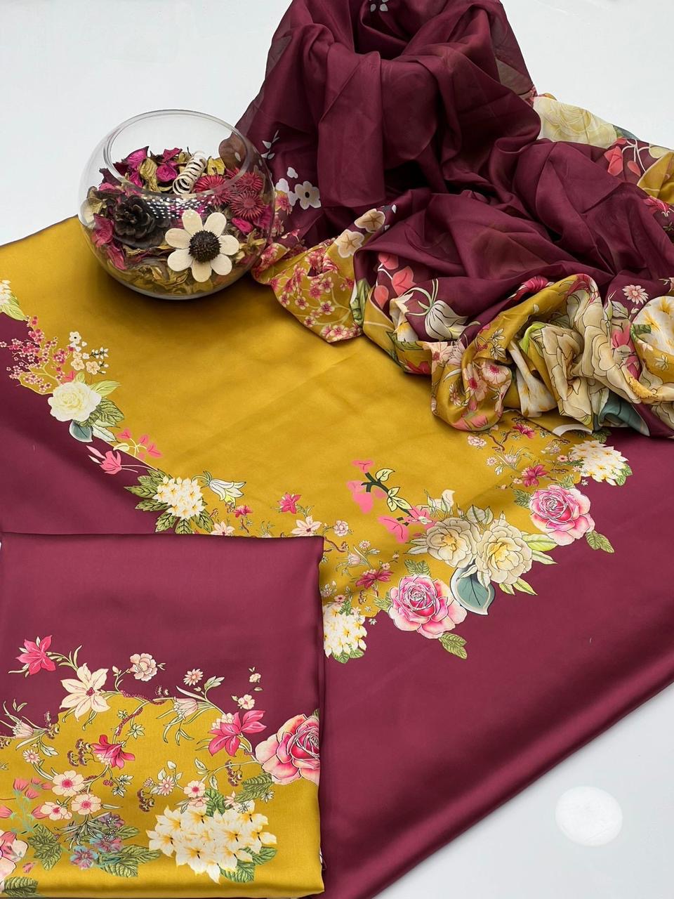 Digital Print Shamooz Silk - 3 Pcs