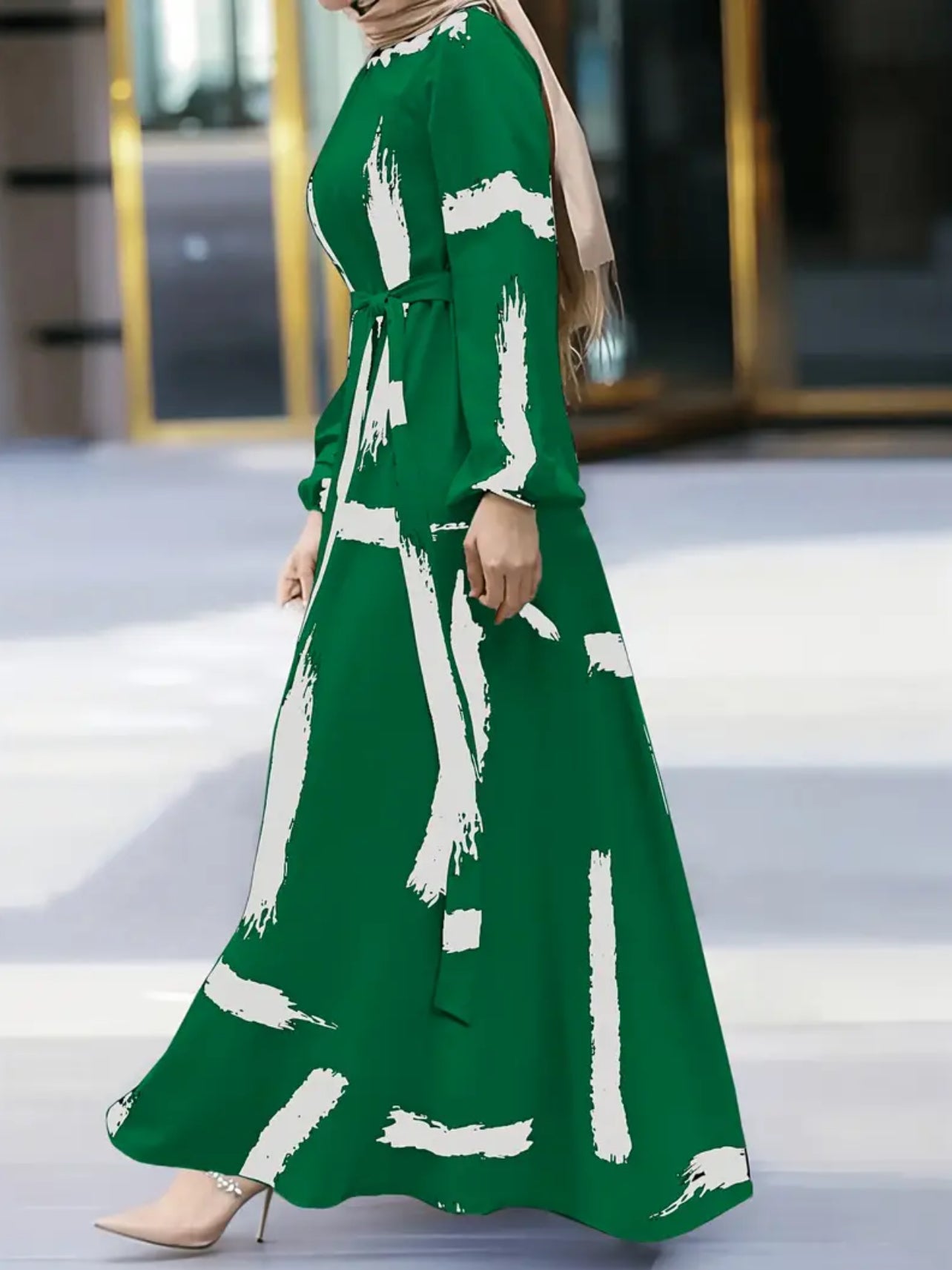 Elegant abstract printed abaya