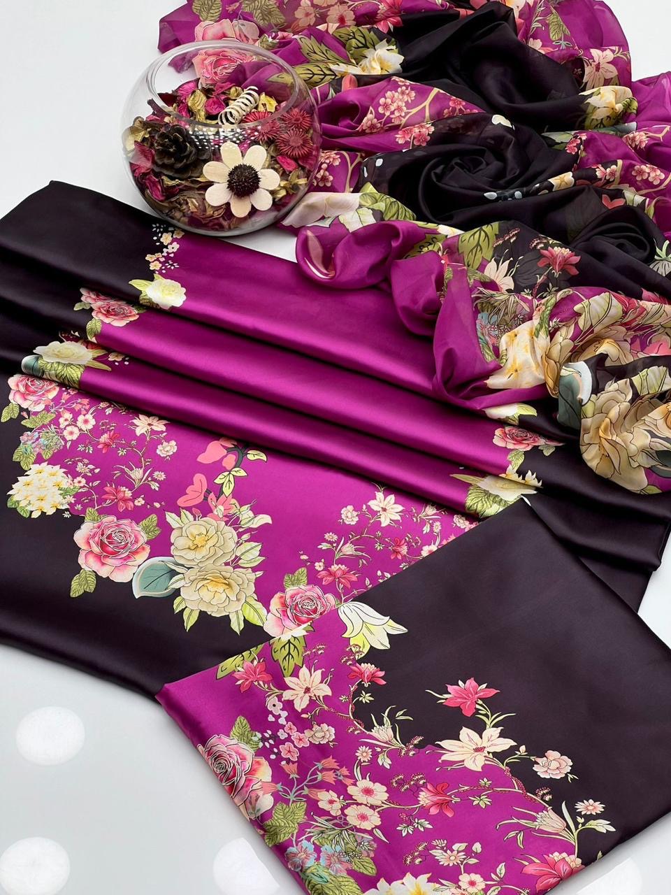 Digital Print Shamooz Silk - 3 Pcs