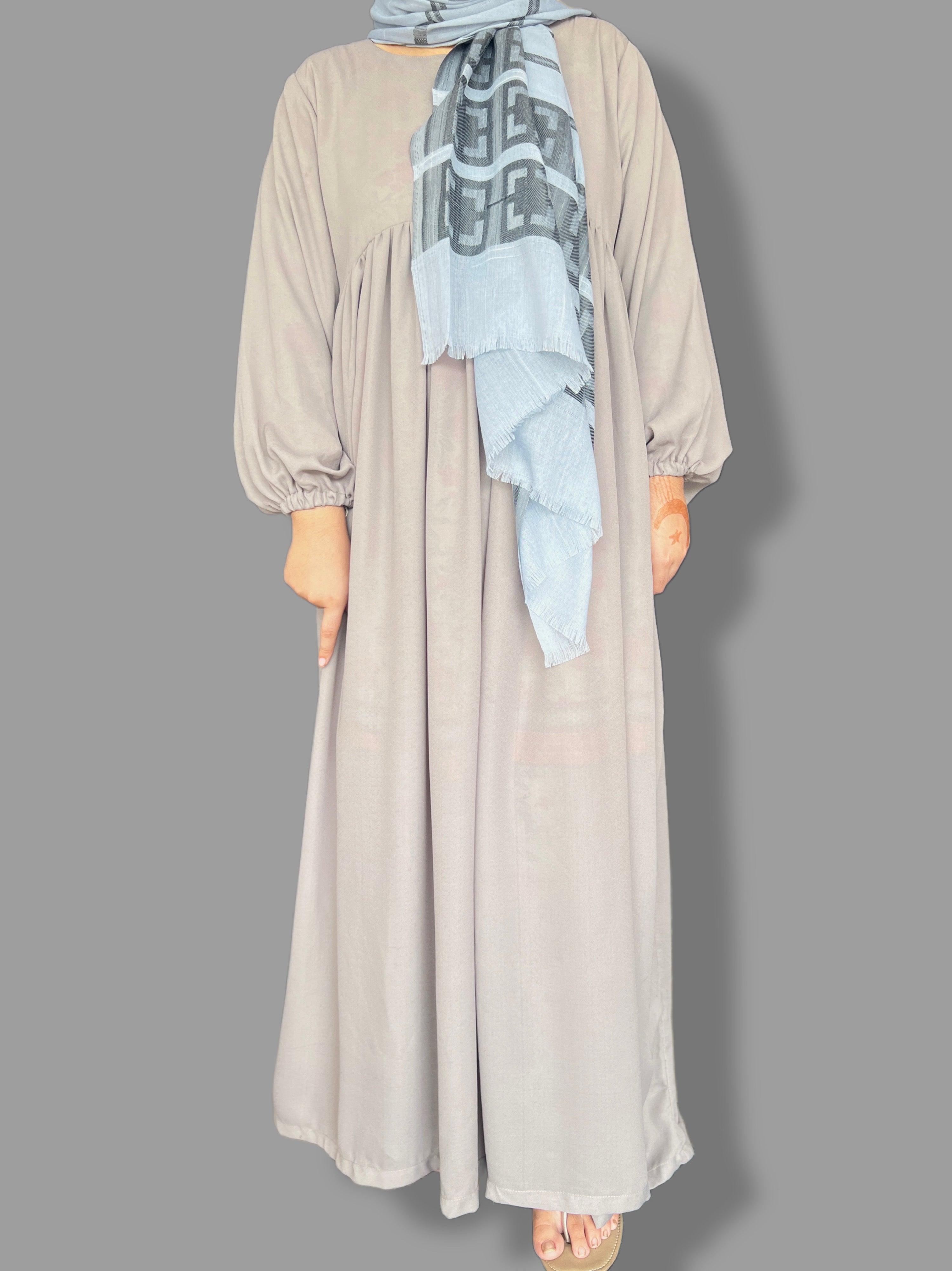 Light Grey descent abaya for girls women