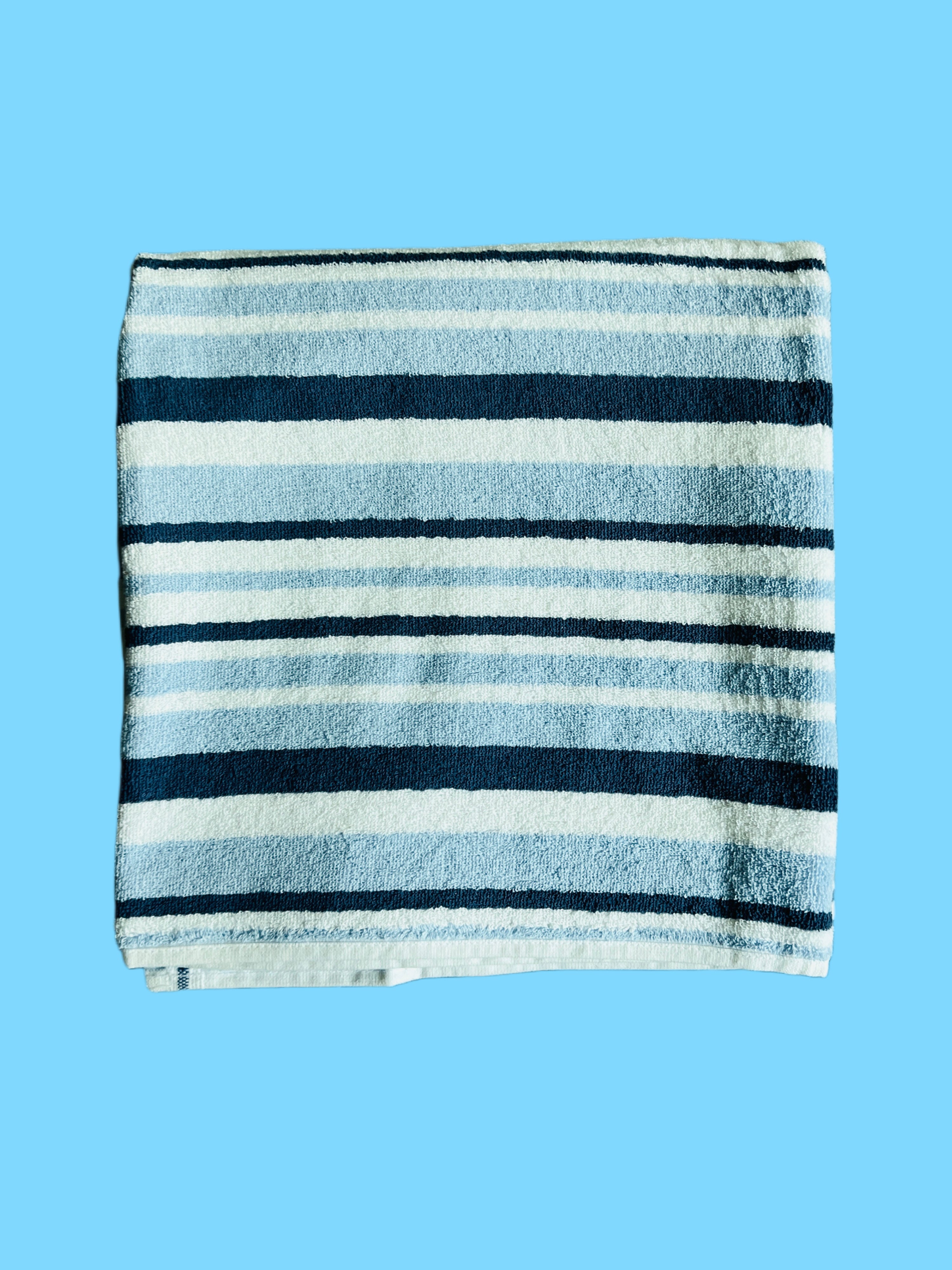 Soft Cotton Striped Towel – Blue & White